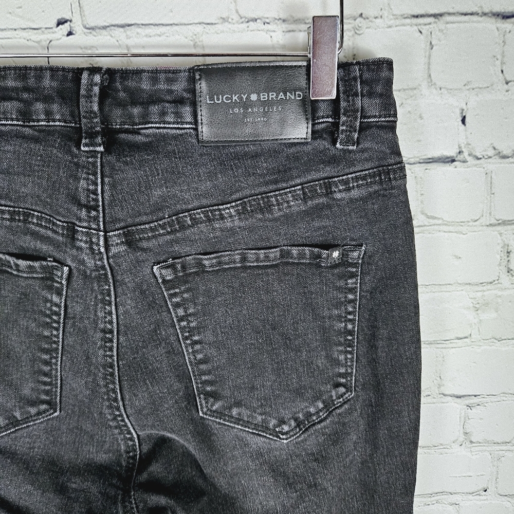 LUCKY BRAND | high rise skinny distressed busted knee stretch jeans
